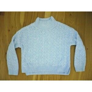 Osh Kosh B’gosh Girls Chenille Sweater Ice Blue Sz 6 6X Mock Neck Comfy Soft